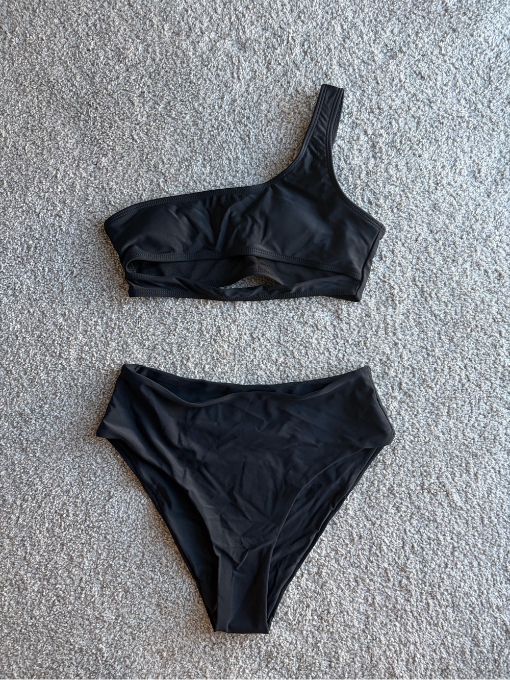 Black One-Shoulder High-Waist Women’s Swim Set - NEVER WORN